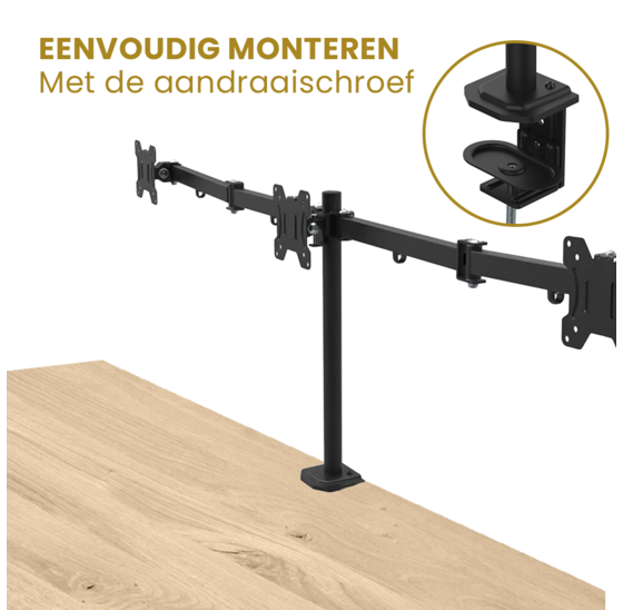 Alora Monitorarm 3 schermen - 13-27 inch - Muurbeugel - Beeldschermarm - Muurbeugel monitor - Monitorbeugels - Monitorbeugel 3 schermen