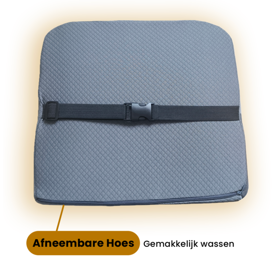 Rugkussen grijs met traagschuim en veiligheidsclip