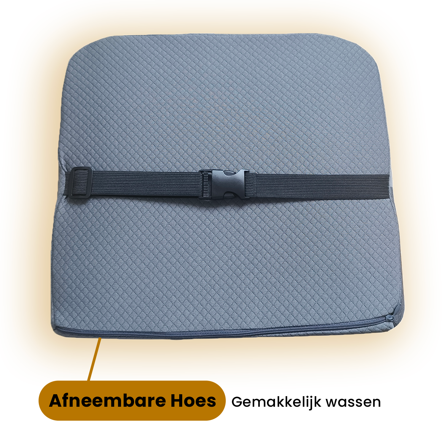 Rugkussen grijs met traagschuim en veiligheidsclip