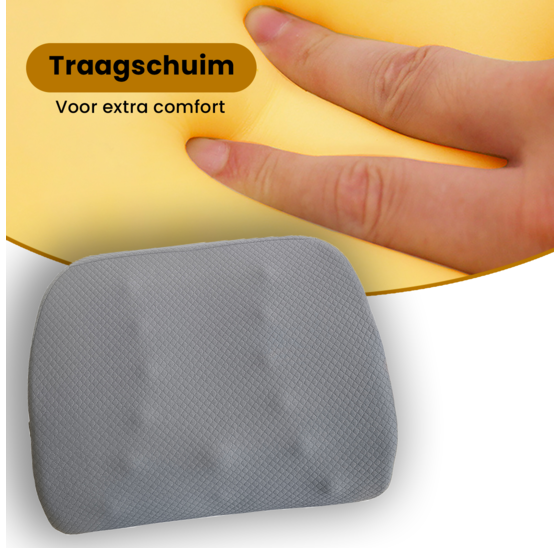 Rugkussen grijs met traagschuim en veiligheidsclip