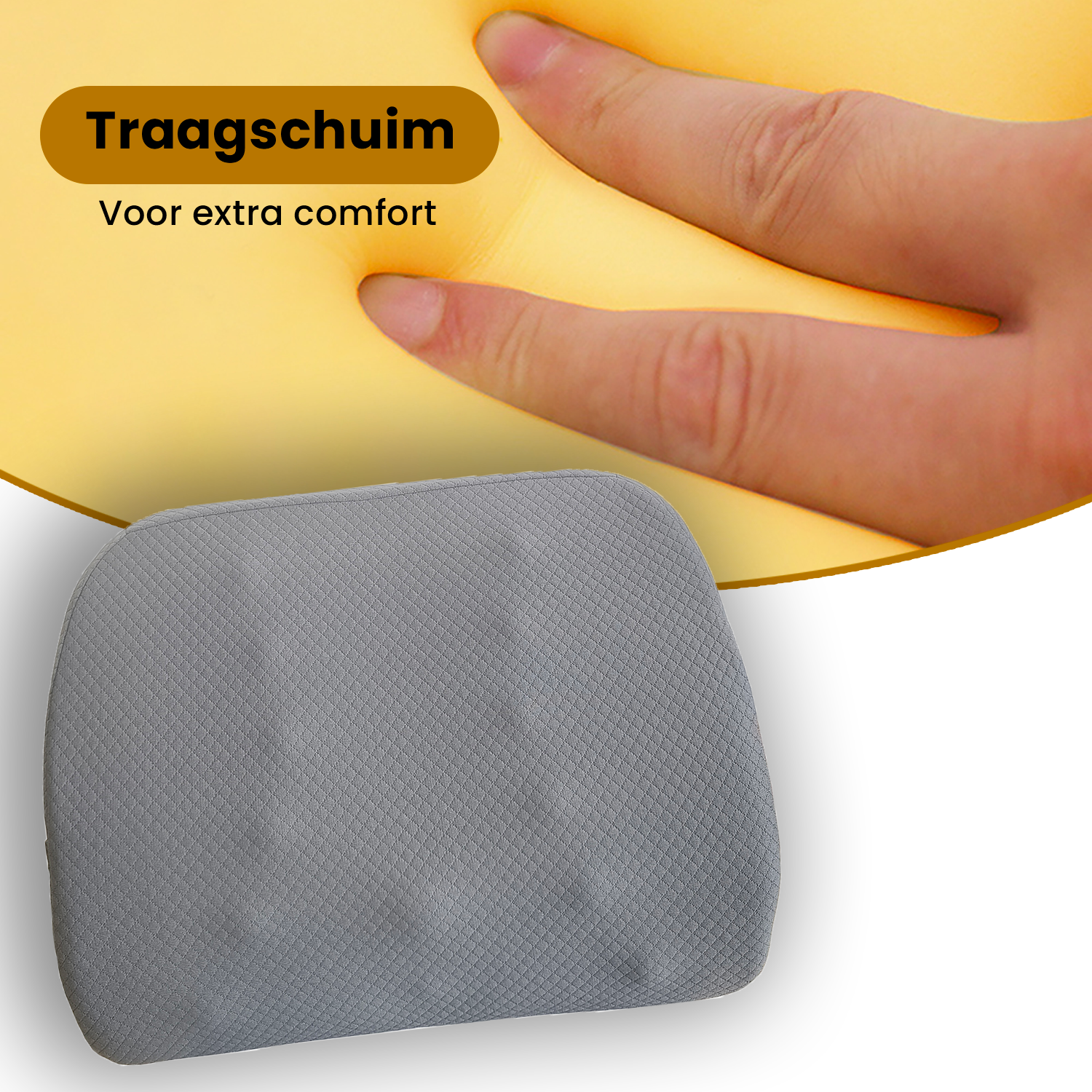 Rugkussen grijs met traagschuim en veiligheidsclip