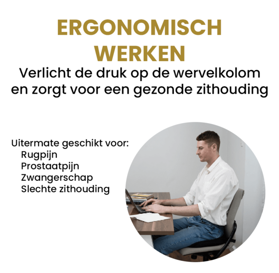 Alora zitkussen zwart - M-vormig - Stuitkussen - Ergonomisch - Zitkussen Orthopedisch - Zwart - Anti-slip bodem - Drukverlichtend