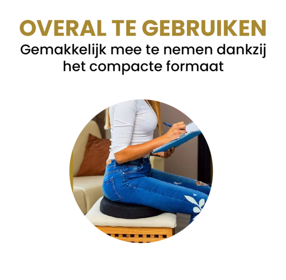 Alora zitkussen zwart - O-vormig - Stuitkussen - Ringkussen - Ergonomisch - Zitkussen Orthopedisch - Zitring Zwart - Anti-slip bodem - Drukverlichtend