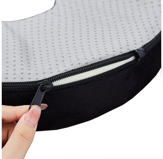 Alora Donut zitkussen - Stuitkussen - Ringkussen - Ergonomisch - Zitkussen Orthopedisch - Zitring Zwart - Flueel - Anti-slip bodem - Drukverlichtend