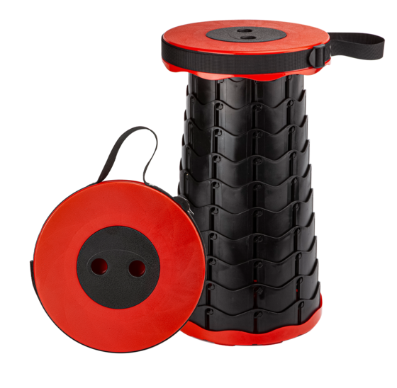 Telescopische opvouwbare kruk 6-45cm rood, draagkracht 110kg
