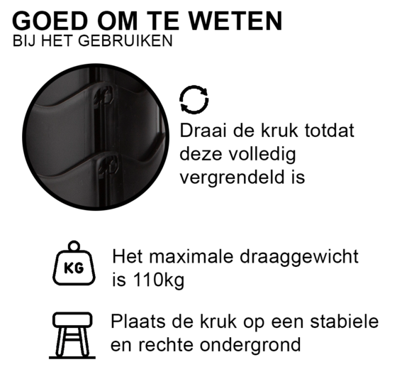 Telescopische opvouwbare kruk 6-45cm rood, draagkracht 110kg