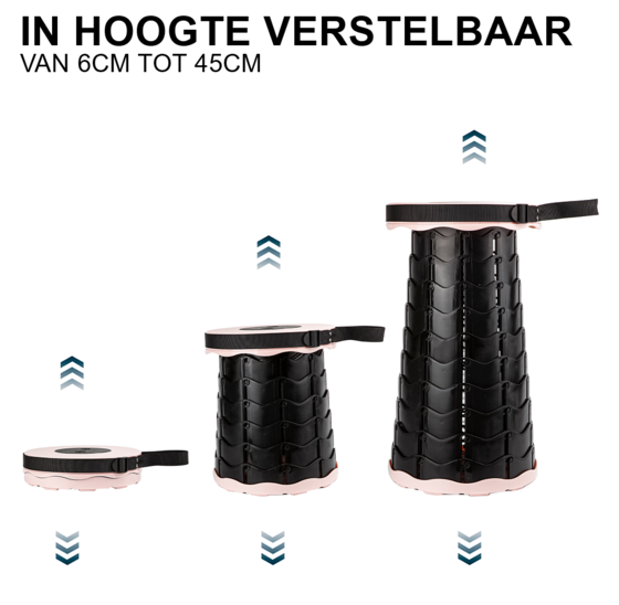 Opvouwbare telescopische kruk 6-45cm roze - draagvermogen 110kg