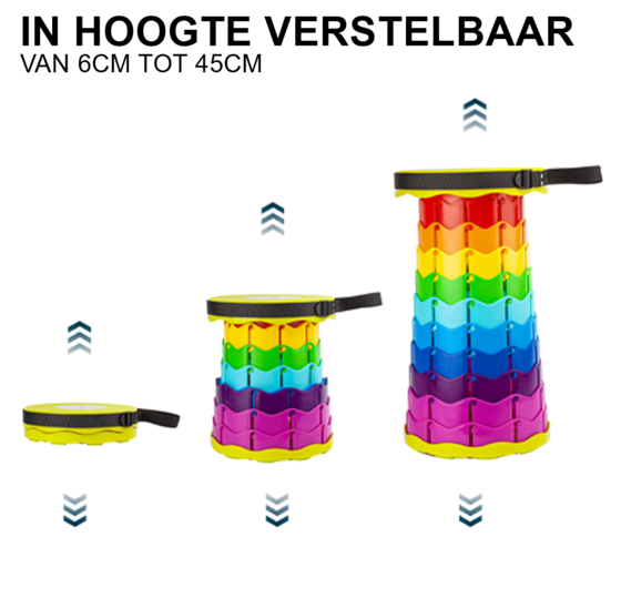 Alora Opvouwbare Kruk Regenboog - kruk opvouwbaar - draagbaar - inklapbaar kruk - klapstoel - vouwstoel - opstapkrukje - kampeerstoel
