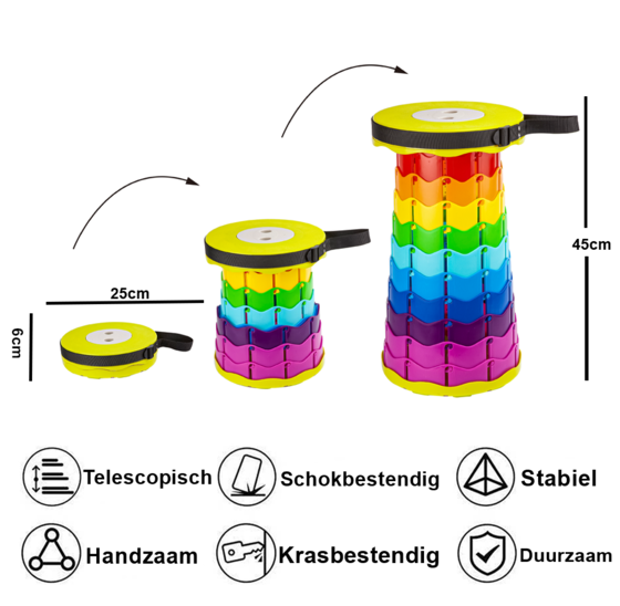 Opvouwbare kruk verstelbaar 6-45cm - draagvermogen 110kg