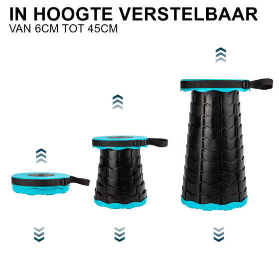 Telescopische opvouwbare kruk 6-45cm draagbaar blauw 110kg