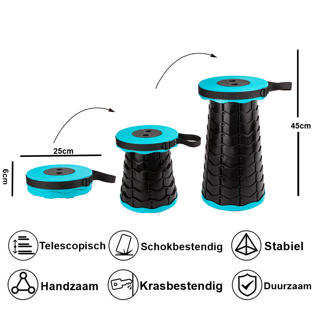 Telescopische opvouwbare kruk 6-45cm blauw 110kg