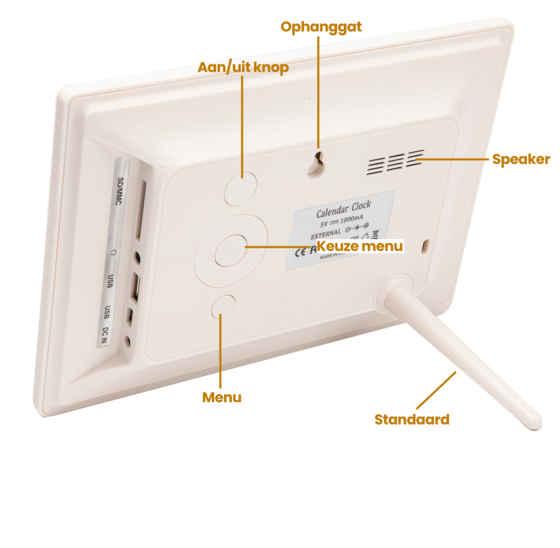Dementieklok - 7 inch digitaal display - Wit - Medicatiealarm - Wekkers - Met afstandsbediening