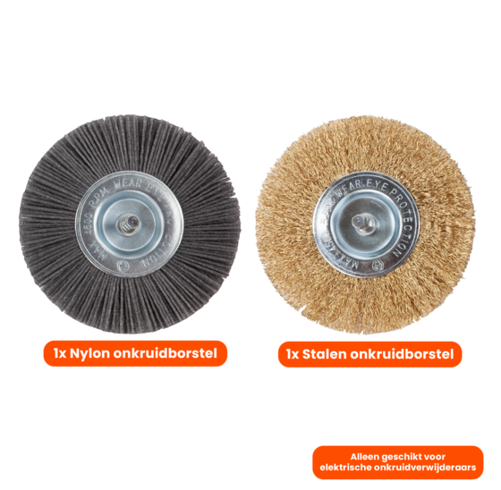 Kibani universele borstelset voor elektrische onkruidborstel - Onkruidverwijderaar - Onkruidverdelger - Stalen en Nylon borstel - 11cm - Voegenborstel - Grastrimmer