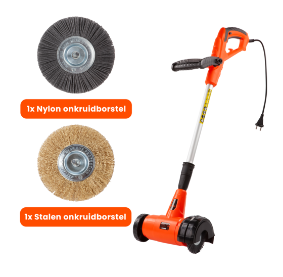 Kibani elektrische onkruidborstel 400W - Inclusief 2 borstels - 11cm diameter - Voegenreiniger - Stalen en Nylon borstel - Voegenborstel - Onkruidverwijderaar - Onkruidverdelger - Voegborstel