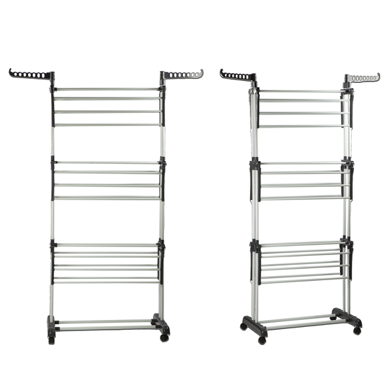 Alora Droogtoren - Kleding Droogrek - Inklapbaar - Inclusief Wielen - Droogtoren met Wieltjes - 20m Drooglengte - Grijs