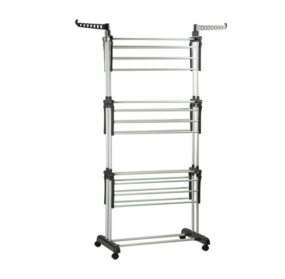 Alora Droogtoren - Kleding Droogrek - Inklapbaar - Inclusief Wielen - Droogtoren met Wieltjes - 20m Drooglengte - Grijs