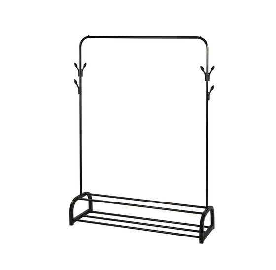 Alora Kledingrek zwart - kledingkast - kledinghanger - met schoenenrek - garderoberek - kledingstandaard - stabiel - kledingstang - ophangrek kleding - metaal