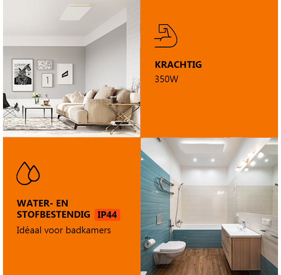 Kibani Infrarood verwarmingspaneel 350W met standaard - Paneel - Heater - Kachel met pootjes - Wit