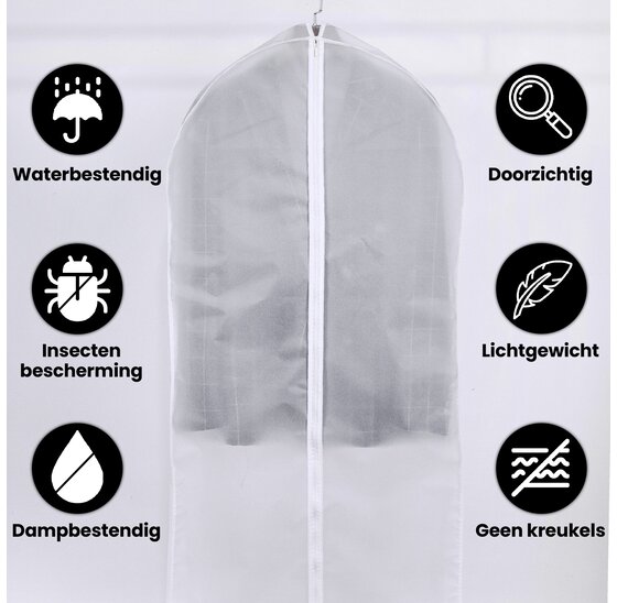 Kledinghoes 60x100cm - kledingzak met rits - opbergzak voor trouwjurk - beschermhoes voor kleding - transparant - opbergtas - 1 stuk
