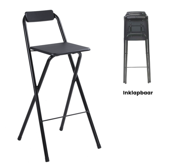 Inklapbare barkruk 78 cm zwart metaal - ruimtebesparend design