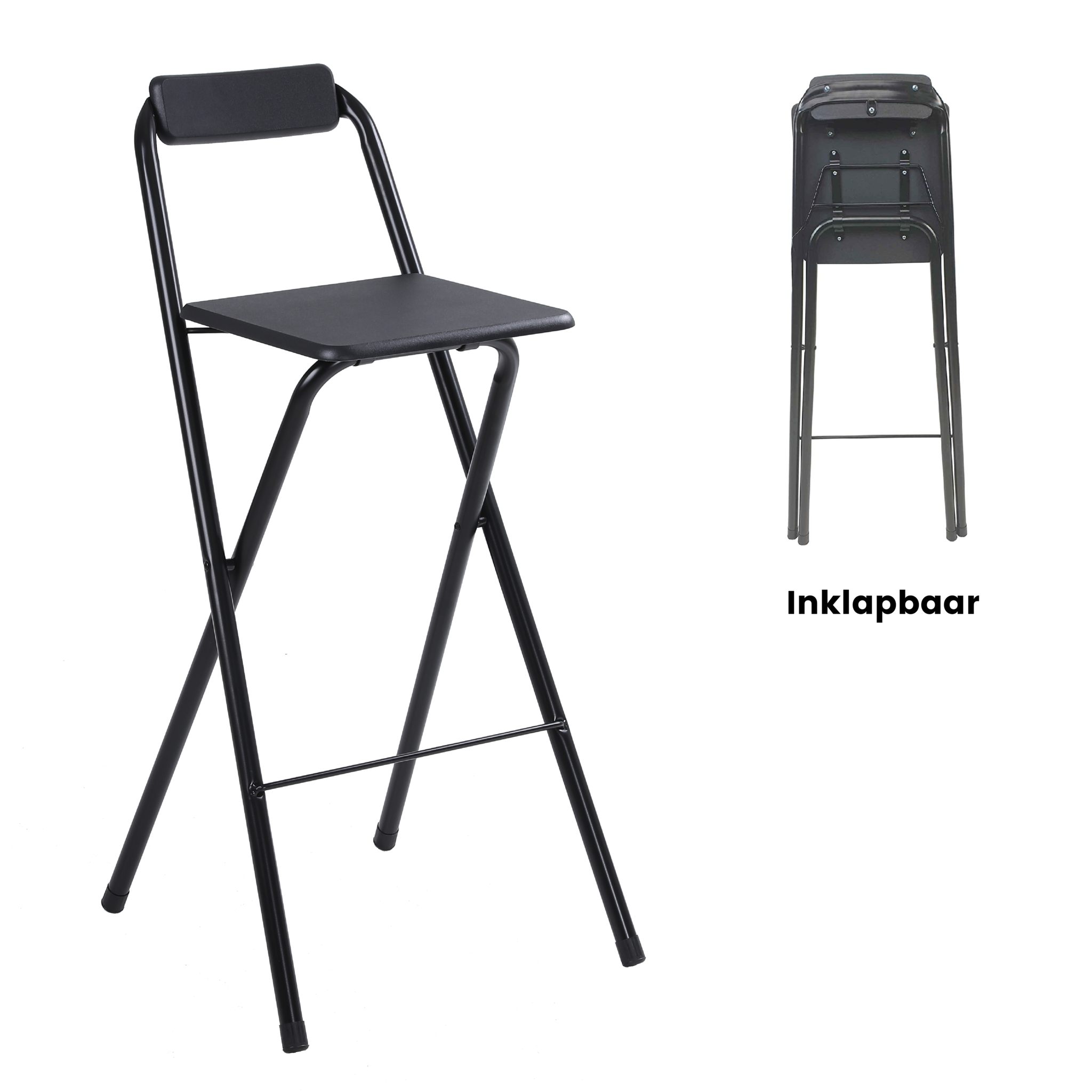 Inklapbare barkruk 78 cm zwart metaal - ruimtebesparend design