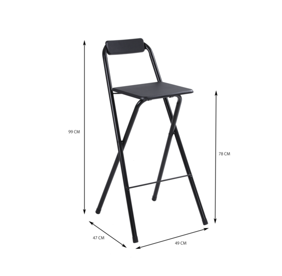 Inklapbare barkruk 78 cm zwart metaal - ruimtebesparend design