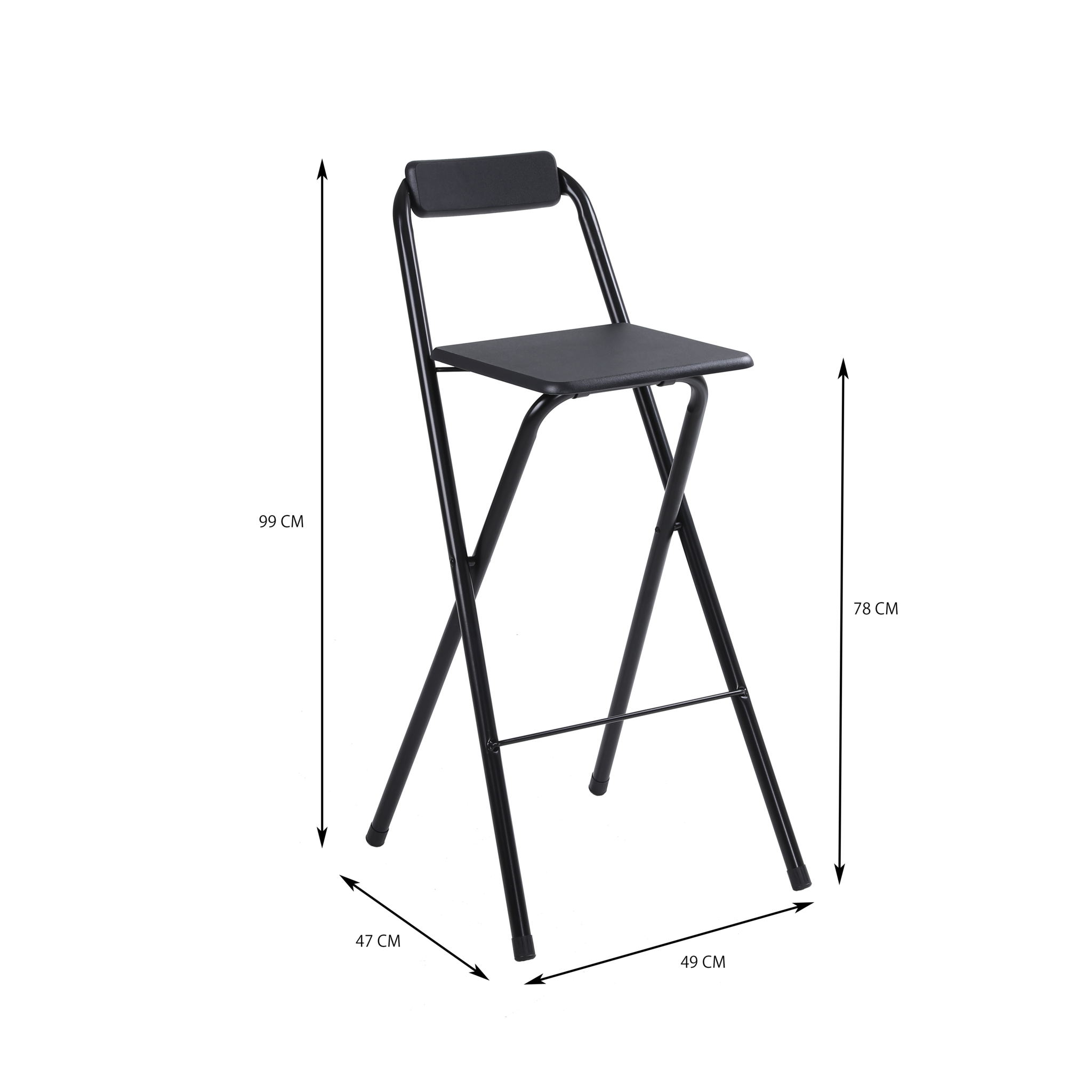 Inklapbare barkruk 78 cm zwart metaal - ruimtebesparend design
