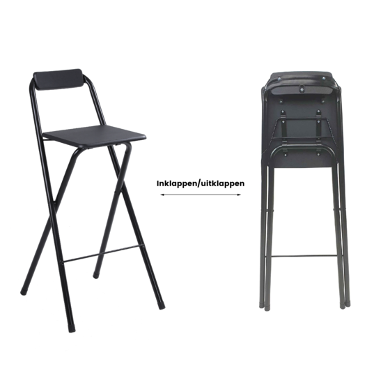 Inklapbare barkruk 78 cm zwart metaal - ruimtebesparend design