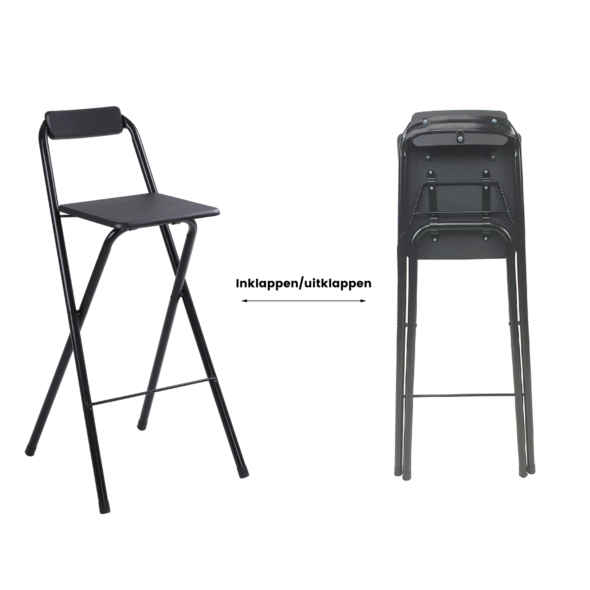Inklapbare barkruk 78 cm zwart metaal - ruimtebesparend design
