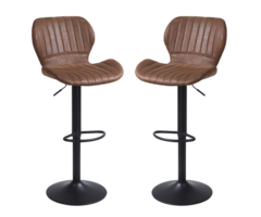 Barkruk Verstelbaar 55-80cm Bruin PU-Leer Industrieel (2st)