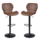 Barkruk Mike bruin - Barkrukken set van 2 - Barstoel Kruk - Barstoelen met rugleuning - Keukenstoel - Industrieel