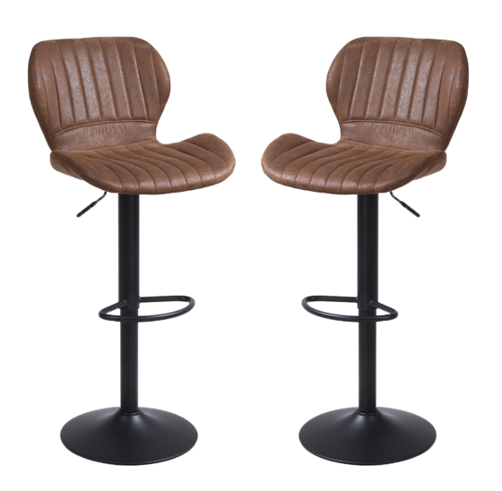 Barkruk hoogte verstelbaar 55-80cm bruin PU-leer industrieel (2st)