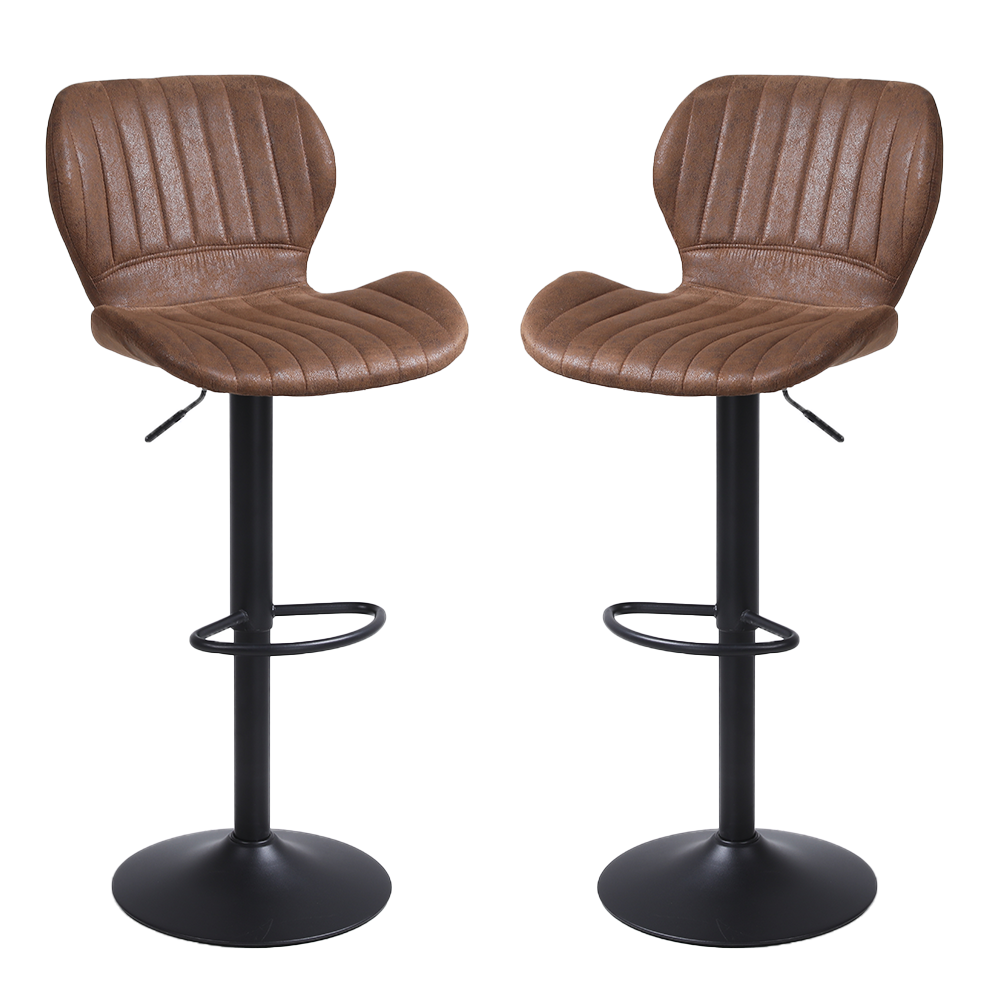 Barkruk Verstelbaar 55-80cm Bruin PU-Leer Industrieel (2st)