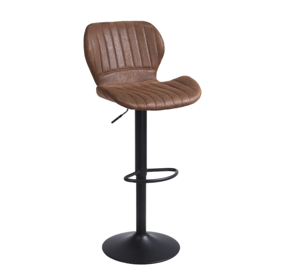 Barkruk Mike bruin - Barkrukken set van 2 - Barstoel Kruk - Barstoelen met rugleuning - Keukenstoel - Industrieel