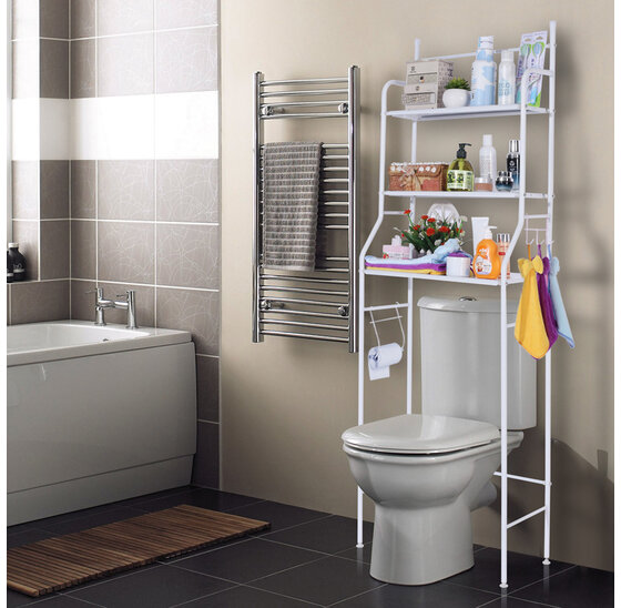 Wc rek opbergrek - stellingkast metaal - opbergrek metaal - badkamerrek - wc kastje - wit