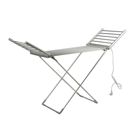 Alora elektrisch verwarmd droogrek - Zilver - 20 stangen - wasrek - inklapbaar - energiezuinig - verwarming - verwarmbaar - kindvriendelijk - wasknijper proof