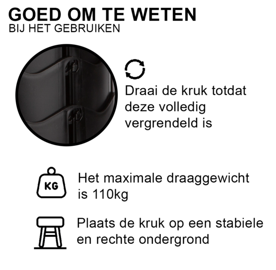 Opvouwbare Kruk Verstelbaar 6-45cm - Draaggewicht 110kg