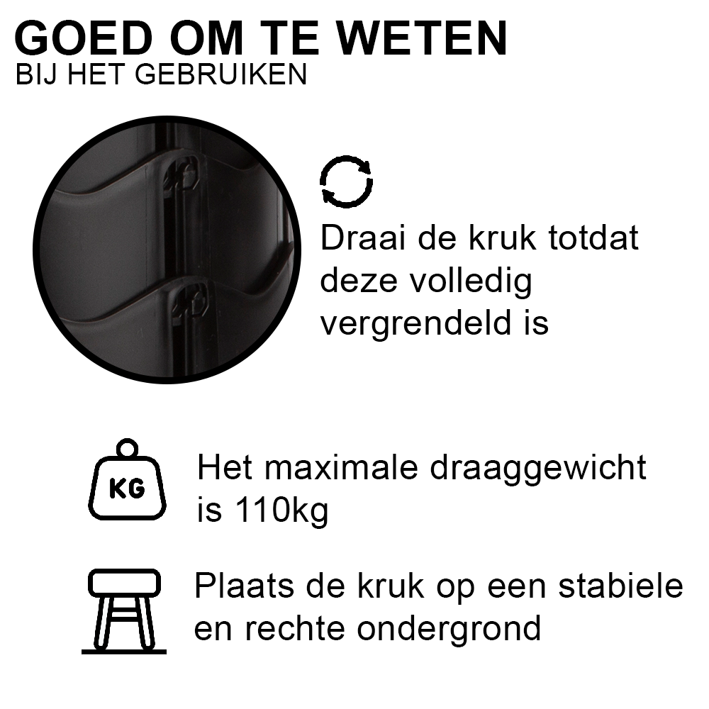 Opvouwbare Kruk Verstelbaar 6-45cm - Draaggewicht 110kg