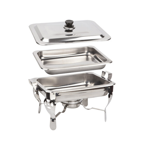 Alora Chafing Dish Chrome - Voedsel Verwamer - Voedsel Warmhouden - met Deksel - Buffetwarmer - Roestvrij Staal - Chrome - Warmhoudplaat - Bain Maria - Warmhoudbakken - 35 x 28 x 25cm - Warmhoudschalen