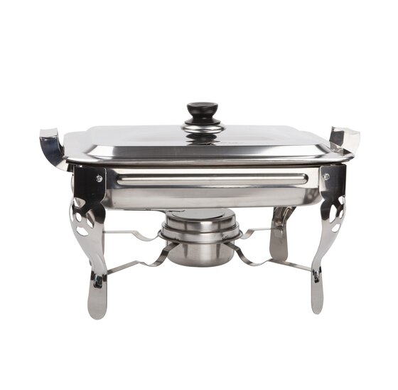 Alora Chafing Dish Chrome - Voedsel Verwamer - Voedsel Warmhouden - met Deksel - Buffetwarmer - Roestvrij Staal - Chrome - Warmhoudplaat - Bain Maria - Warmhoudbakken - 35 x 28 x 25cm - Warmhoudschalen