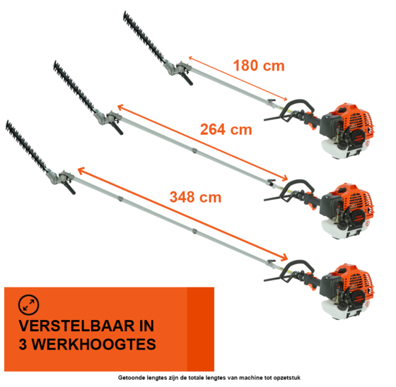 Kibani 6-in-1 Multitool XXL - Werkhoogte 5 meter - 52 cc / 1.9 PK 2-takt Benzine Motor - Heggenschaar, Kettingzaag, Grastrimmer, Maaidraad 100M, Onkruidborstel, Zaagblad, Maaidraad 100 m & Bosmaaier
