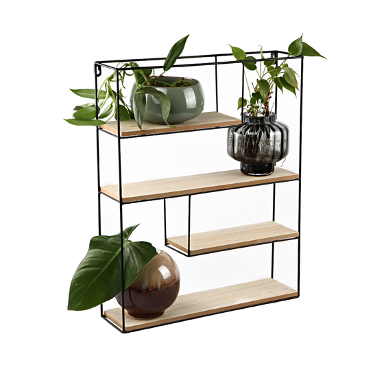 Wandrek MiCasa - wandplank - wandrek industrieel - wandkast - wandrek metaal zwart - wandrek keuken - wanddecoratie