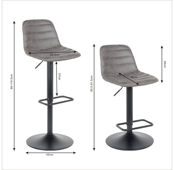 Barkruk Helsinki - donkergrijs -  Leer