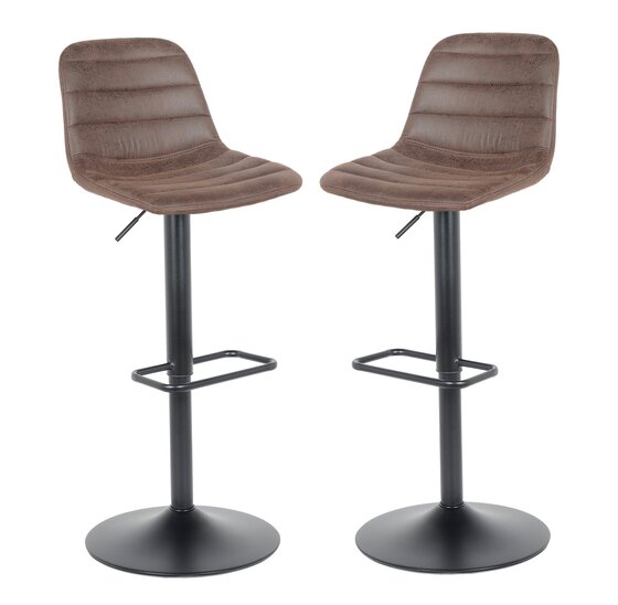 Barkruk in hoogte verstelbaar 60-81cm - Helsinki donkerbruin leer