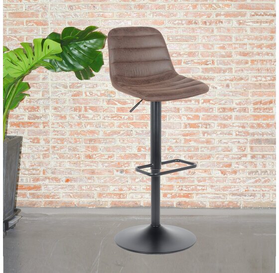 Barkruk in hoogte verstelbaar 60-81cm - Helsinki donkerbruin leer