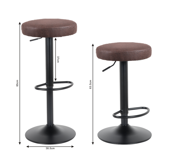 Verstelbare barkruk 63-85 cm donkerbruin PU-leer zwart metaal