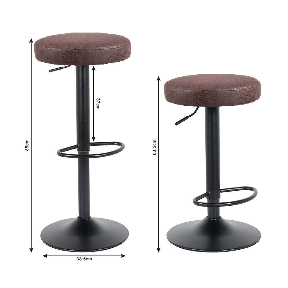 Verstelbare barkruk 63-85 cm donkerbruin PU-leer zwart metaal