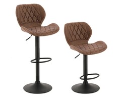 Barkruk met velvet bekleding en diamantstiksel bruin (set van 2)