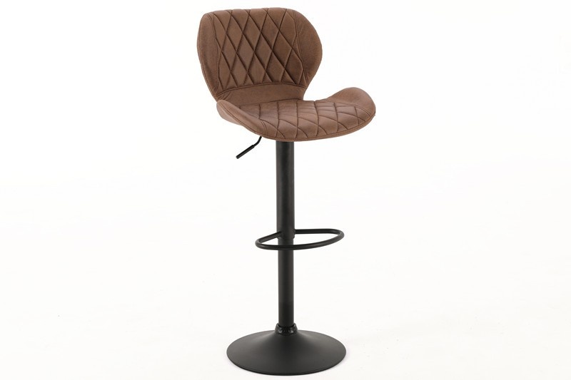 Barkruk met velvet bekleding en diamantstiksel bruin (set van 2)