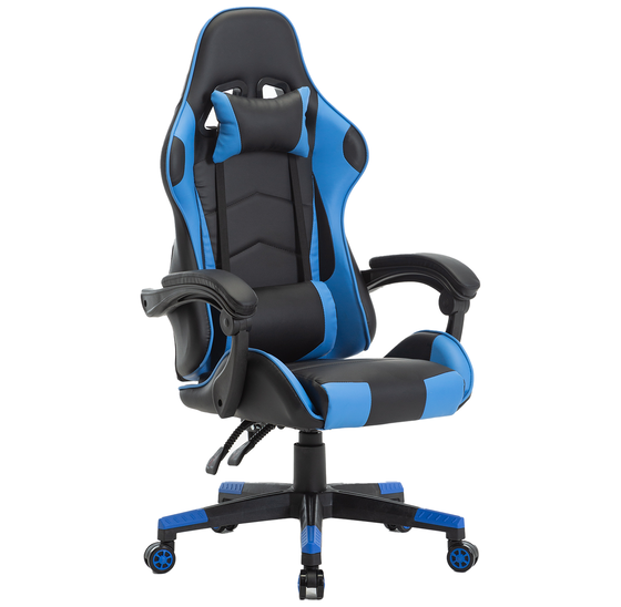 Gaming bureaustoel met ergonomische kuipzitting, zwart-blauw